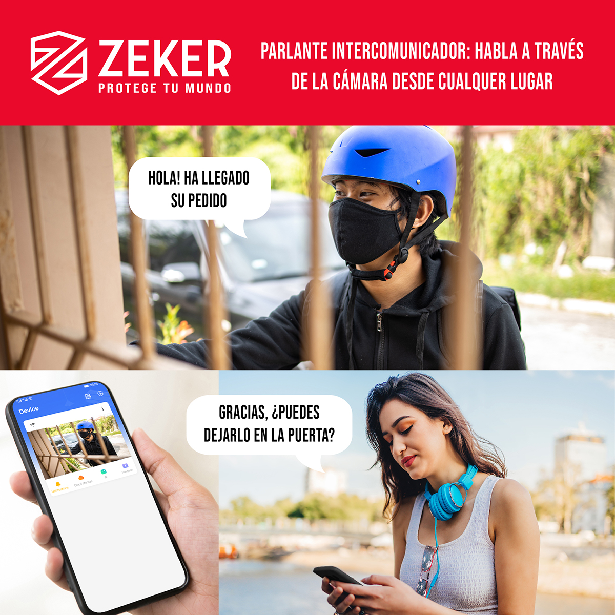 PACK X3 CAMARA DE SEGURIDAD WIFI IMPERMEABLE ZEKER 2MP 5G - 7