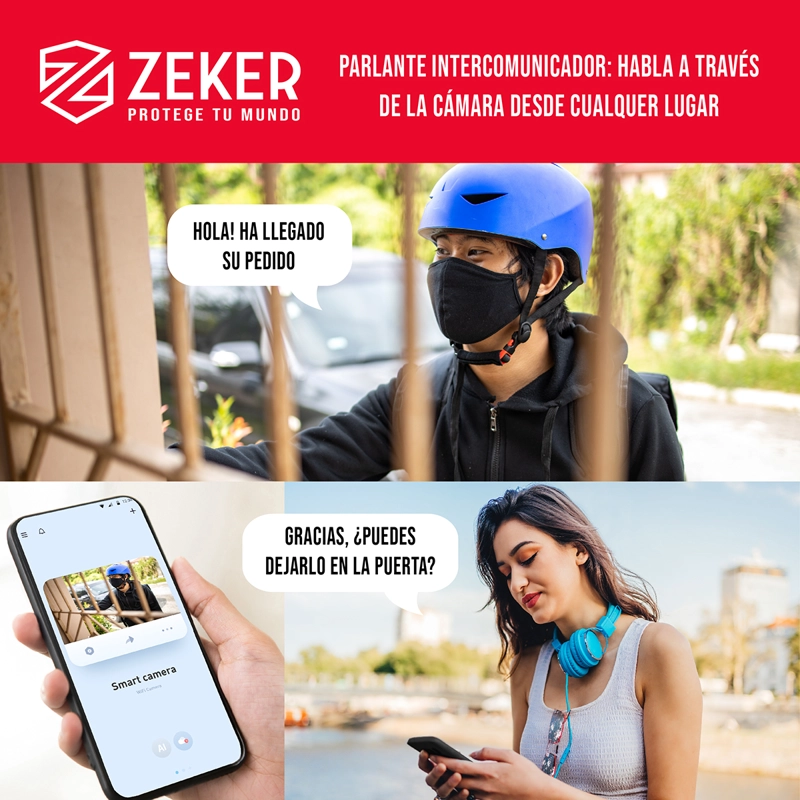 CAMARA DE SEGURIDAD WIFI EXTERIOR IMPERMEABLE ZEKER 2MP 5G - 9