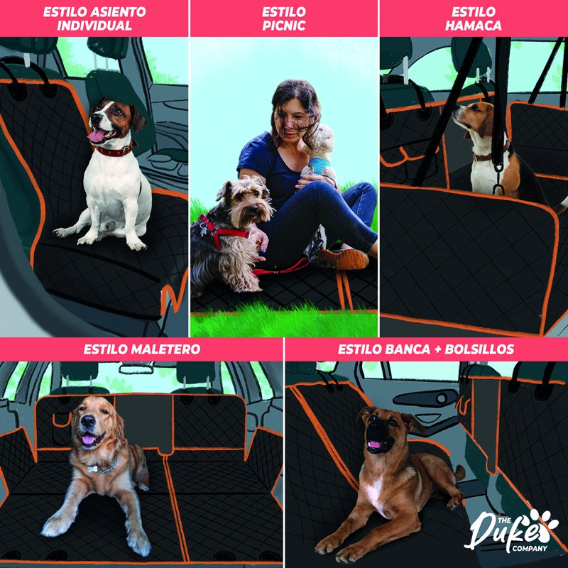 CUBRE ASIENTO AUTO PARA MASCOTAS FUNDA COBERTOR DUKE 5 EN 1 - 2