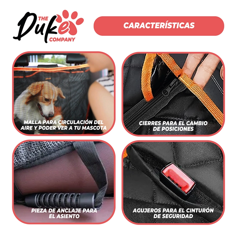 CUBRE ASIENTO AUTO PARA MASCOTAS FUNDA COBERTOR DUKE 5 EN 1 - 3