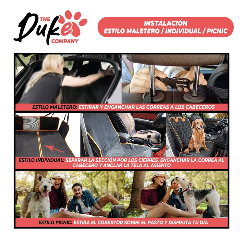 CUBRE ASIENTO AUTO PARA MASCOTAS FUNDA COBERTOR DUKE 5 EN 1 - 6