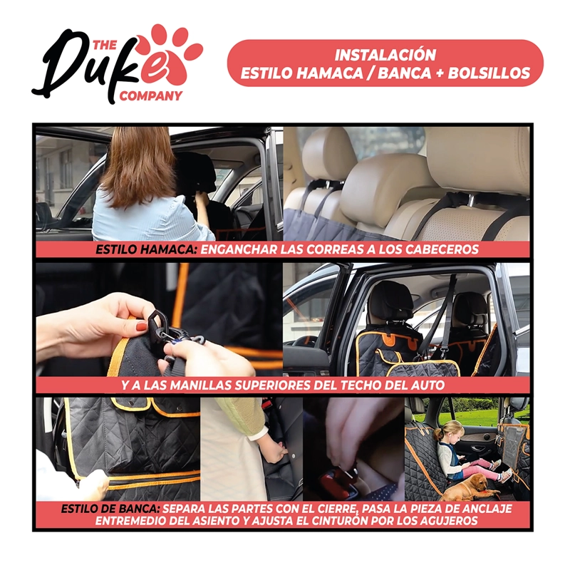 CUBRE ASIENTO AUTO PARA MASCOTAS FUNDA COBERTOR DUKE 5 EN 1 - 8