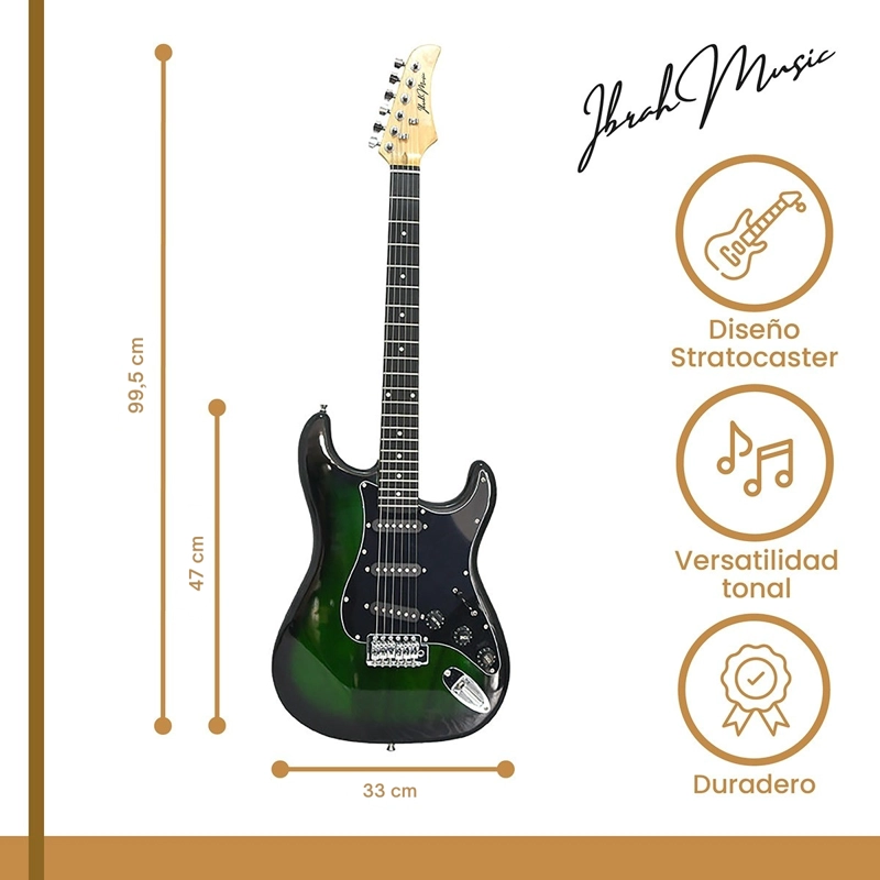 GUITARRA ELÉCTRICA IBRAH MUSIC STRATOCASTER IBRAH + AMPLIF + ACCESORIOS - 2