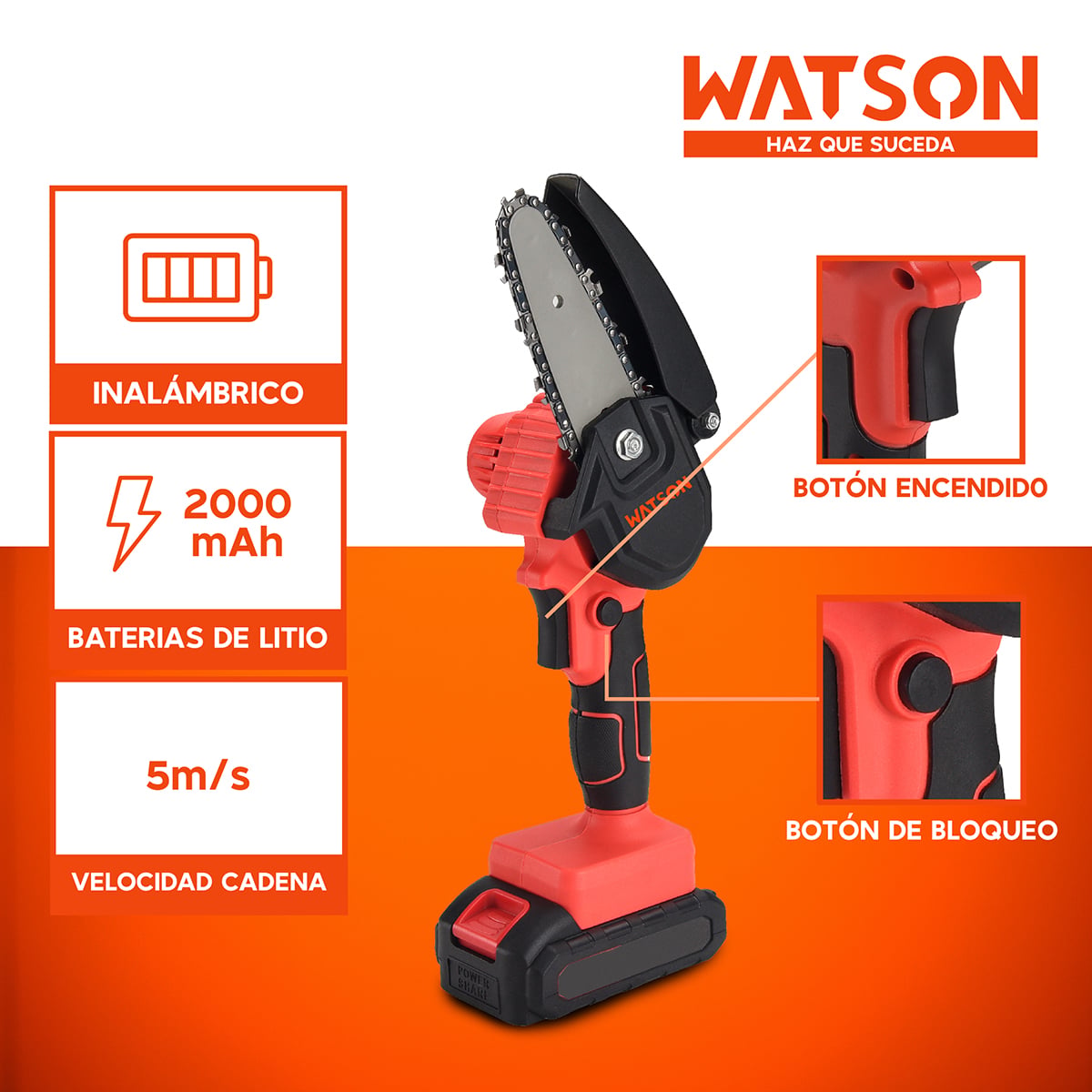 SIERRA WATSON ELÉCTRICA 6 PULGADAS + 2 BATERÍAS ACERO - 4