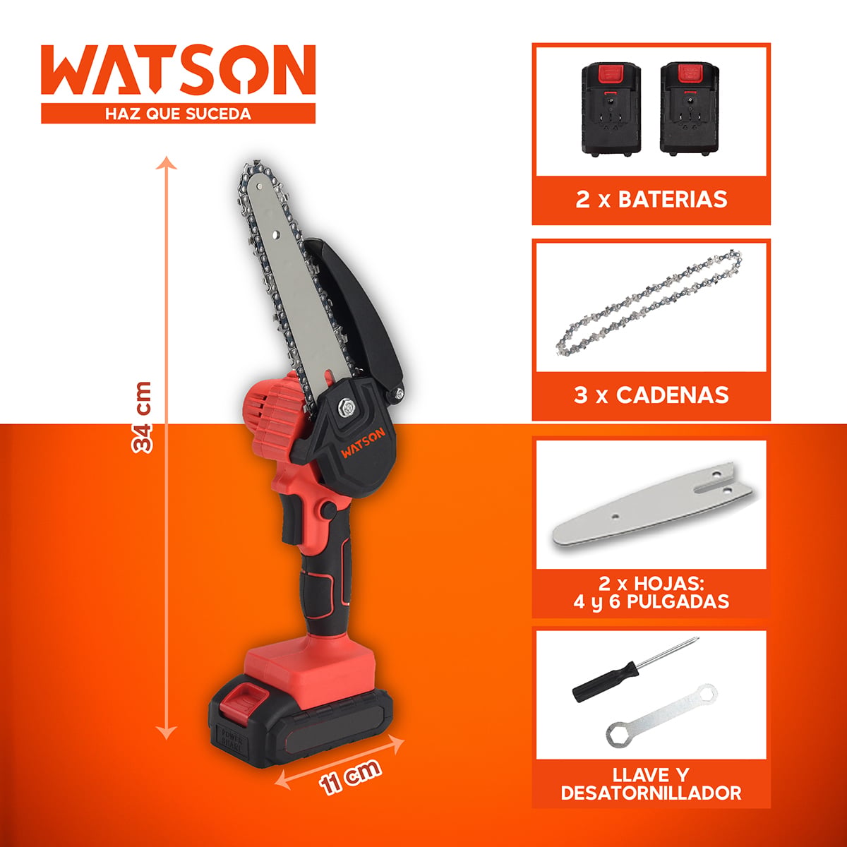 SIERRA WATSON ELÉCTRICA 6 PULGADAS + 2 BATERÍAS ACERO - 5