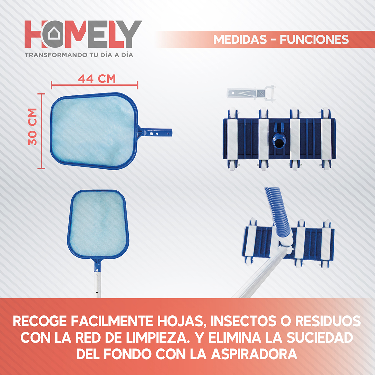 LIMPIA FONDO HOMELY PISCINA + PÉRTIGA 2.4M + ACCESORIOS - 3