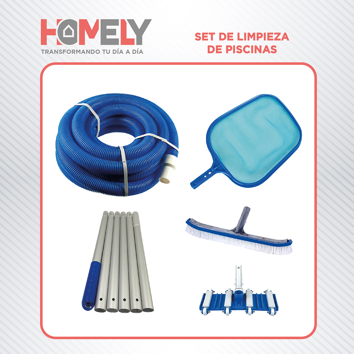 LIMPIA FONDO HOMELY PISCINA + PÉRTIGA 2.4M + ACCESORIOS - 8