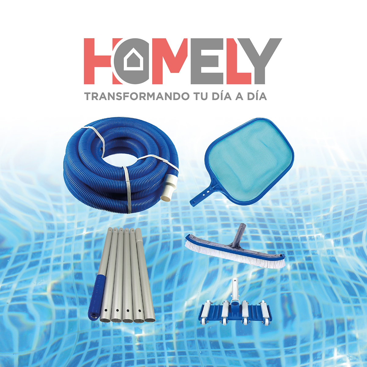 LIMPIA FONDO HOMELY PISCINA + PÉRTIGA 2.4M + ACCESORIOS - 9
