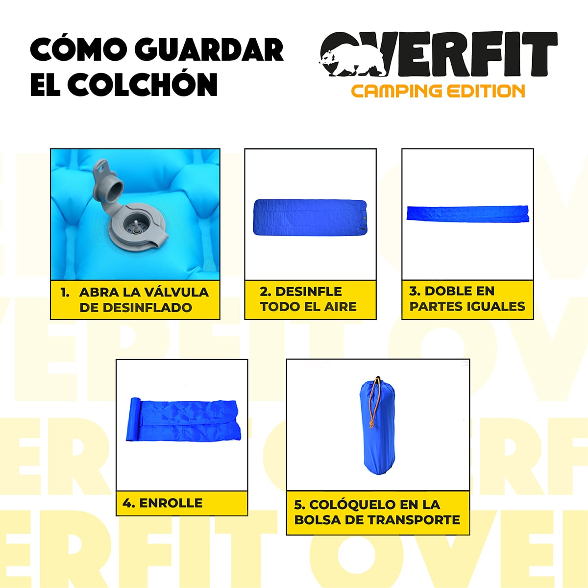 COLCHONETA OVERFIT 5 CM INFLABLE INDIVIDUAL CAMPING LIGHT - 5