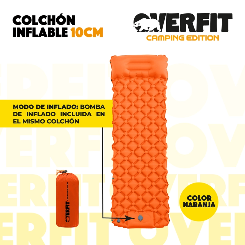 COLCHONETA OVERFIT 10 CM INFLABLE INDIVIDUAL CAMPING LIGHT - 2