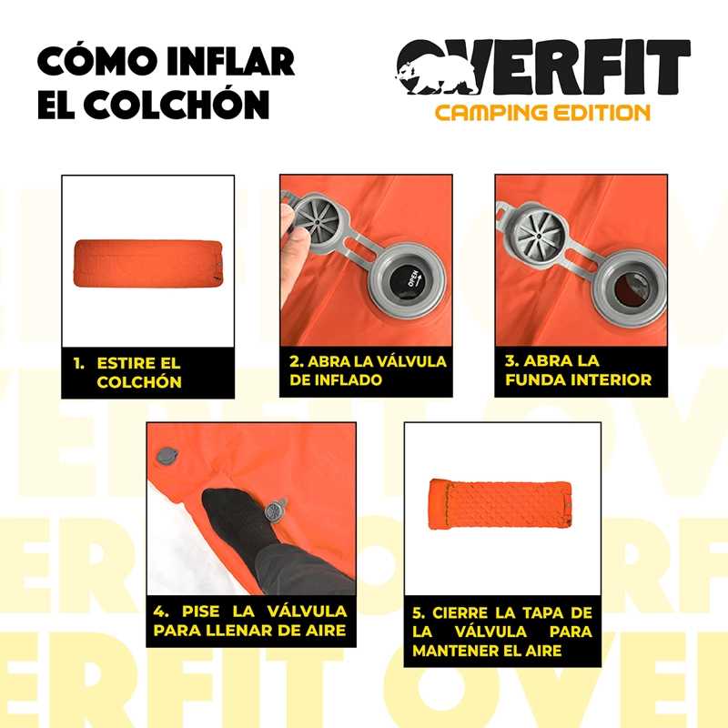 COLCHONETA OVERFIT 10 CM INFLABLE INDIVIDUAL CAMPING LIGHT - 5