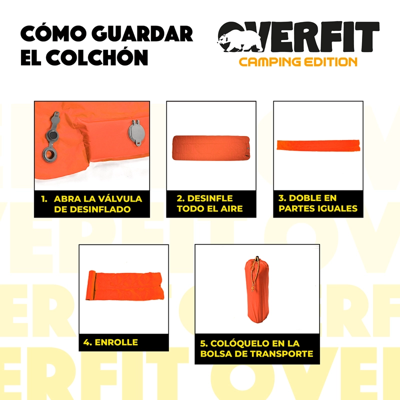 COLCHONETA OVERFIT 10 CM INFLABLE INDIVIDUAL CAMPING LIGHT - 6