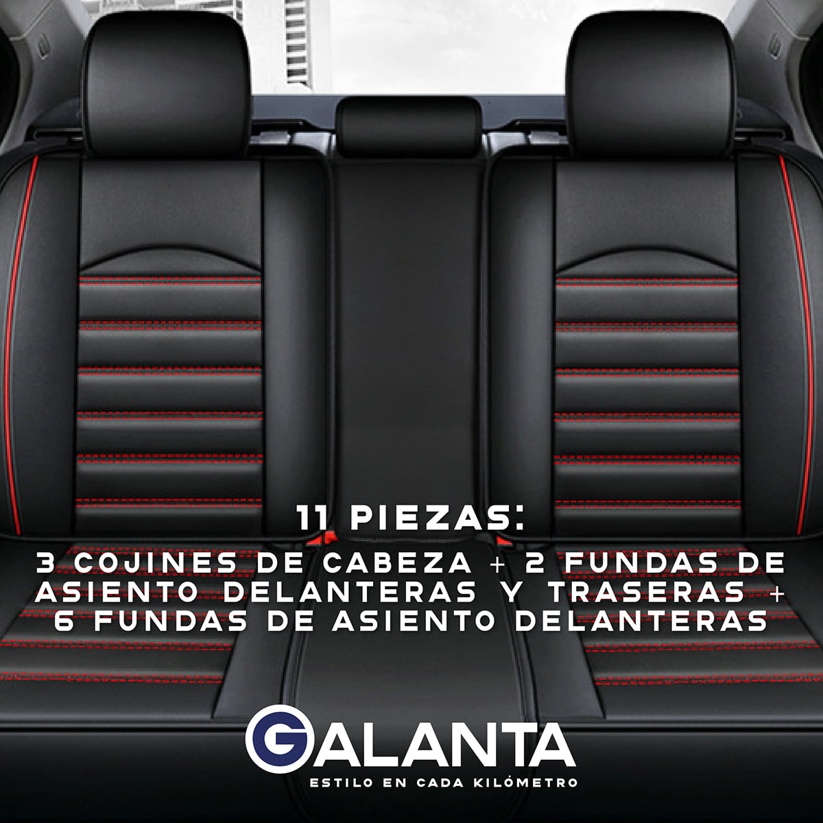 FUNDA CUBRE ASIENTO GALANTA ECOCUERO SET 5 ASIENTOS LUXURY - 3
