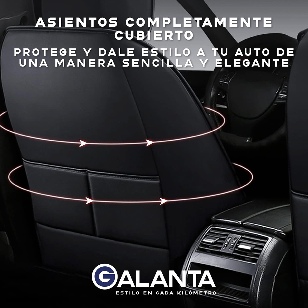 FUNDA CUBRE ASIENTO GALANTA ECOCUERO SET 5 ASIENTOS LUXURY - 7