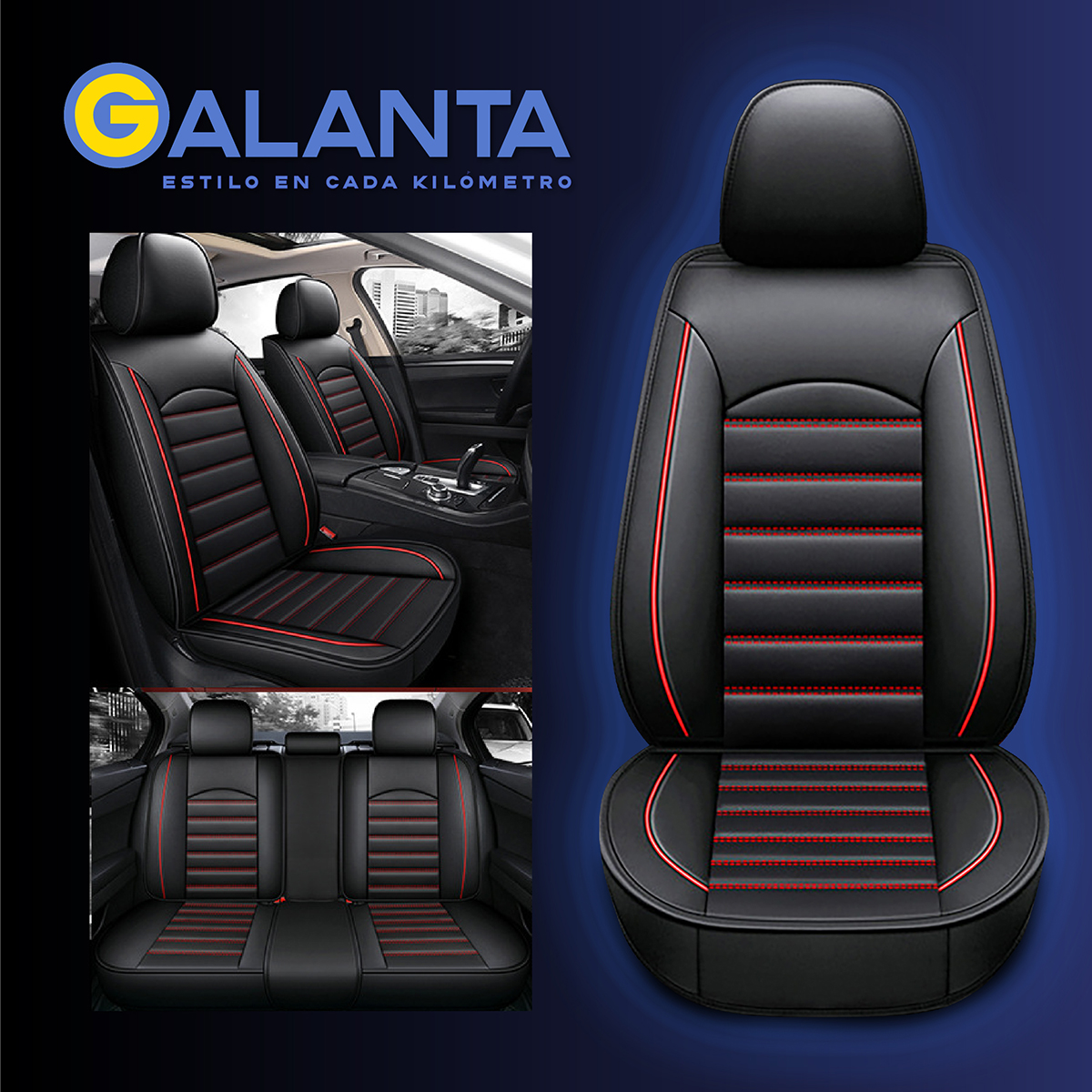 FUNDA CUBRE ASIENTO GALANTA ECOCUERO SET 5 ASIENTOS LUXURY - 9