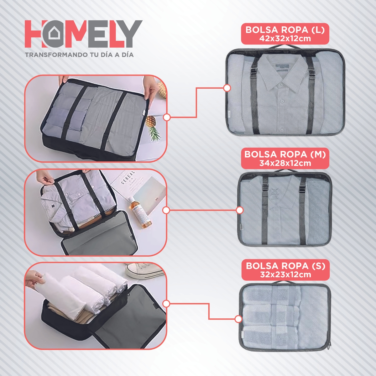 BOLSAS HOMELY ORGANIZADORAS MALETA VIAJE SET 8 POLIÉSTER - 2
