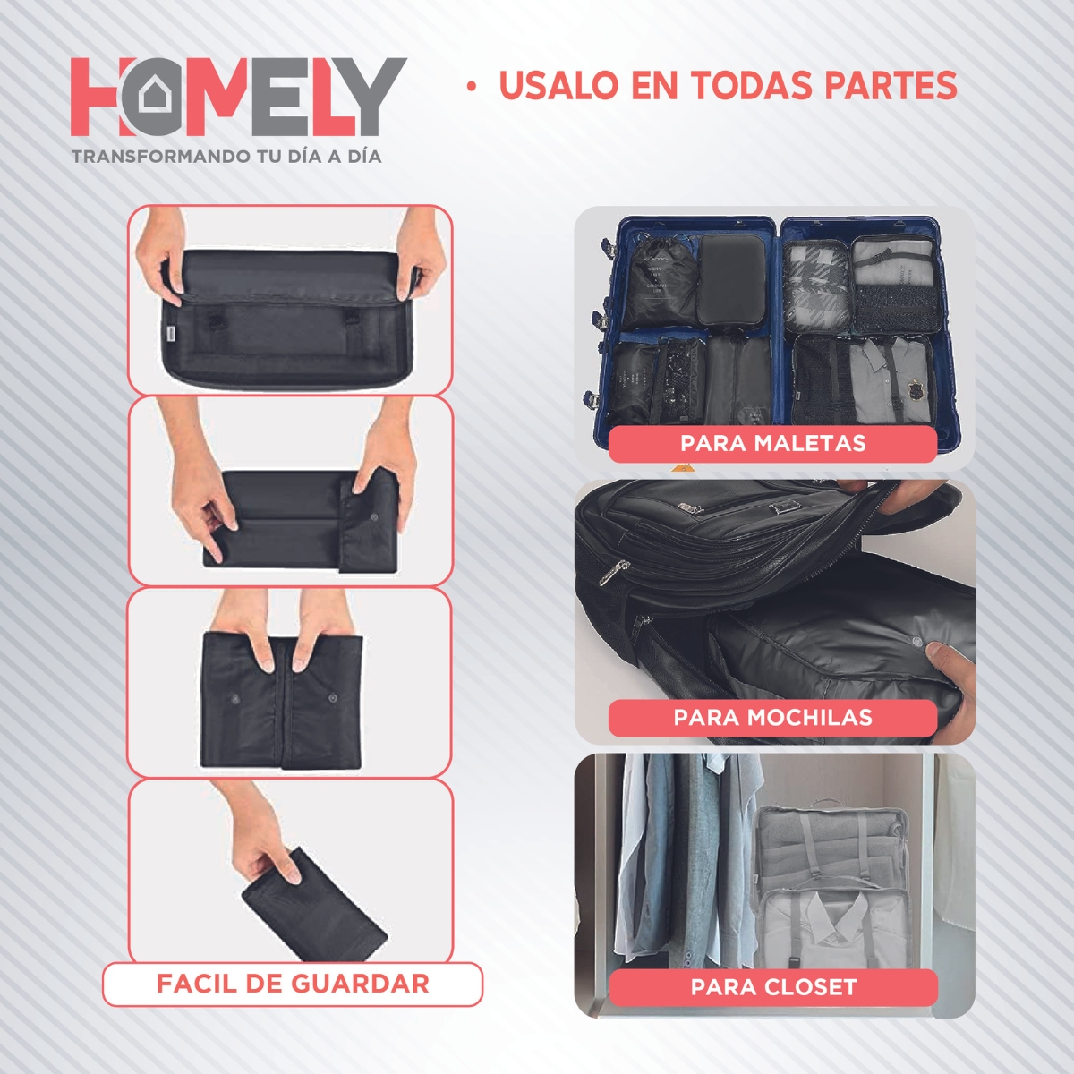 BOLSAS HOMELY ORGANIZADORAS MALETA VIAJE SET 8 POLIÉSTER - 4