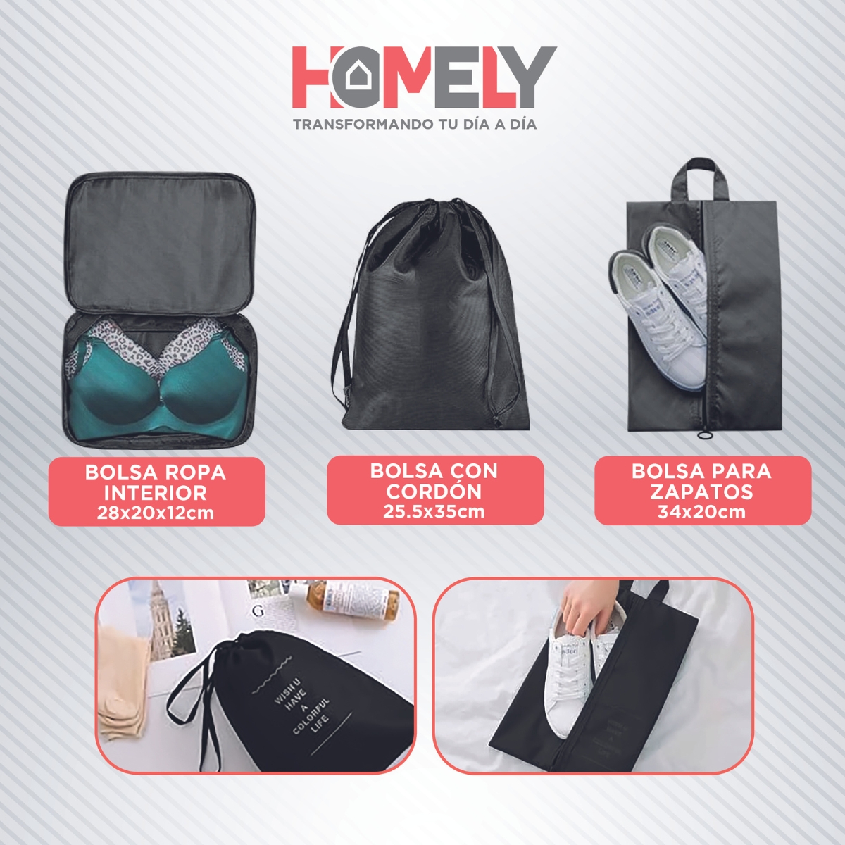 BOLSAS HOMELY ORGANIZADORAS MALETA VIAJE SET 8 POLIÉSTER - 6
