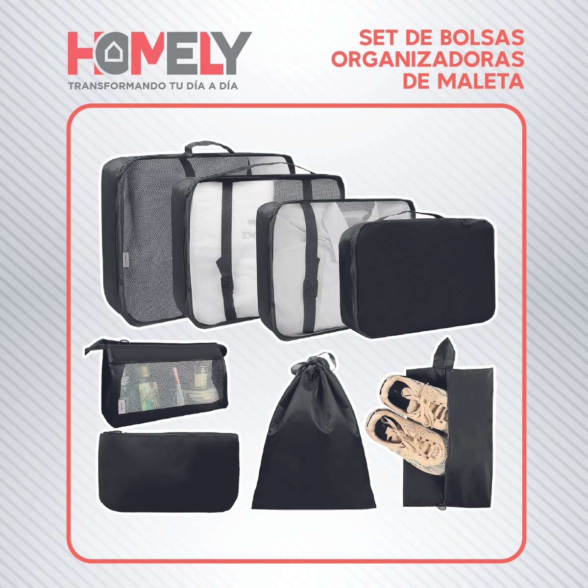 BOLSAS HOMELY ORGANIZADORAS MALETA VIAJE SET 8 POLIÉSTER - 8