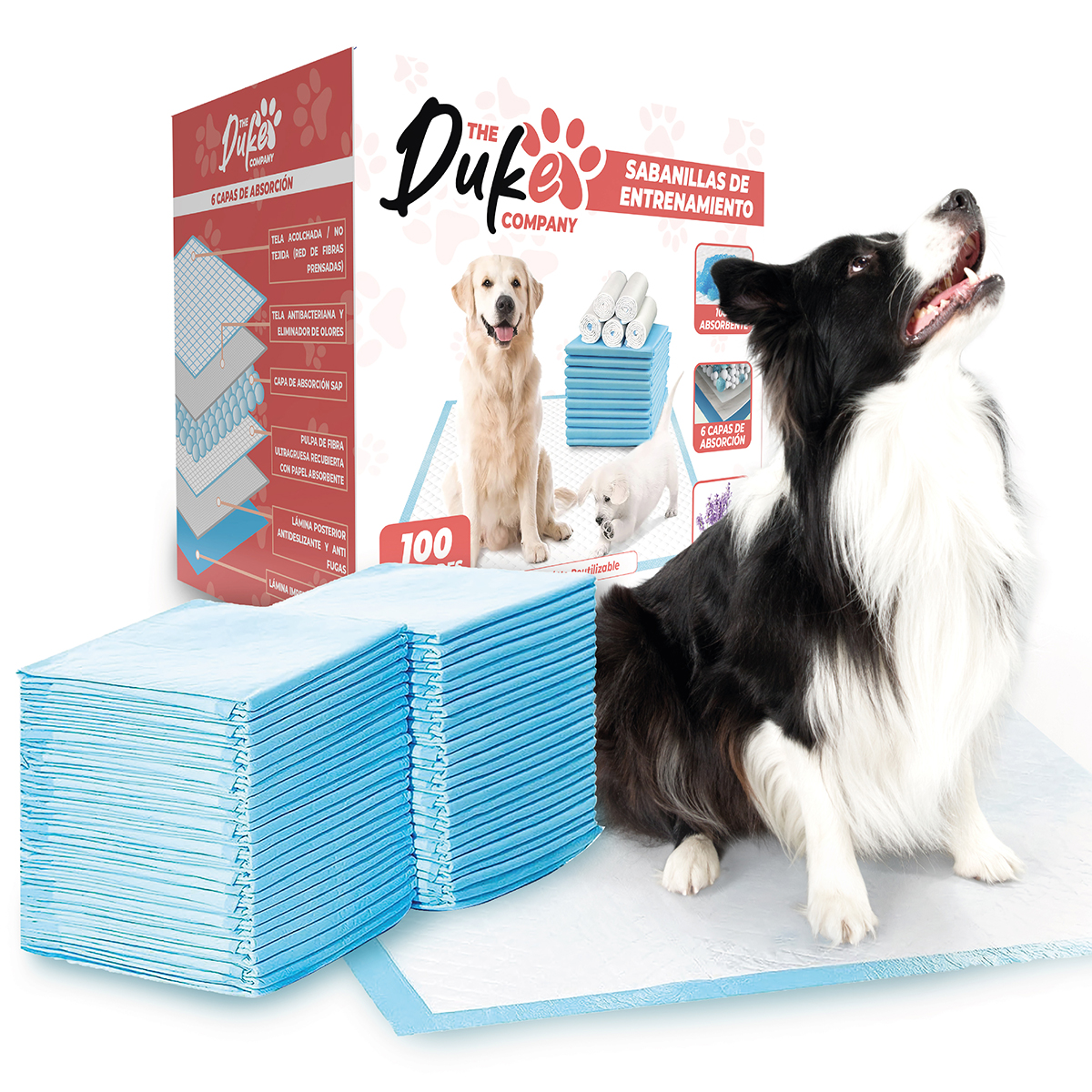 SABANILLAS DE ENTRENAMIENTO PERROS DUKE 6 CAPAS AROMÁTICAS 100 UNIDADES 60X60 - 1