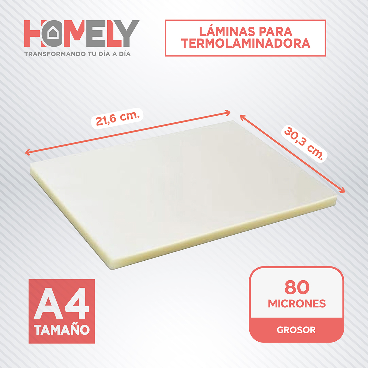 LÁMINAS PARA TERMOLAMINADO HOMELY A4 100 MICAS PLASTIFICADORAS 22X30 - 2