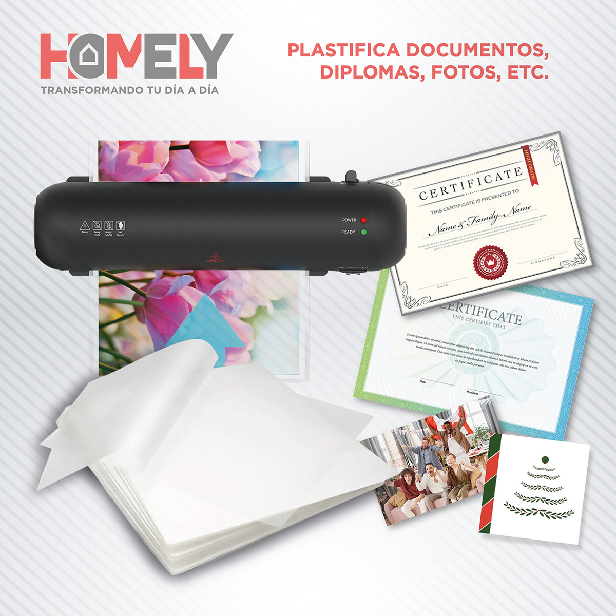 LÁMINAS PARA TERMOLAMINADO HOMELY A4 100 MICAS PLASTIFICADORAS 22X30 - 6