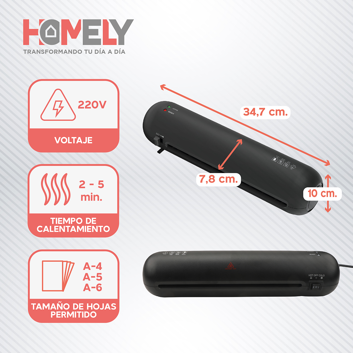 TERMOLAMINADORA HOMELY 6 EN 1 + ACCESORIOS + 100 LÁMINAS - 2