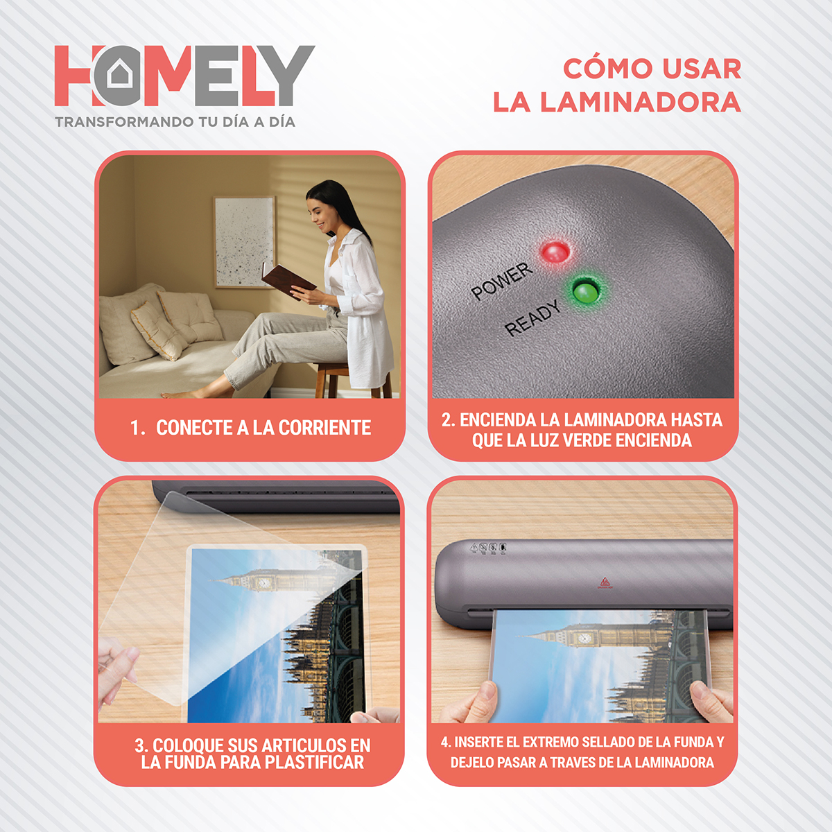 TERMOLAMINADORA HOMELY 6 EN 1 + ACCESORIOS + 100 LÁMINAS - 3