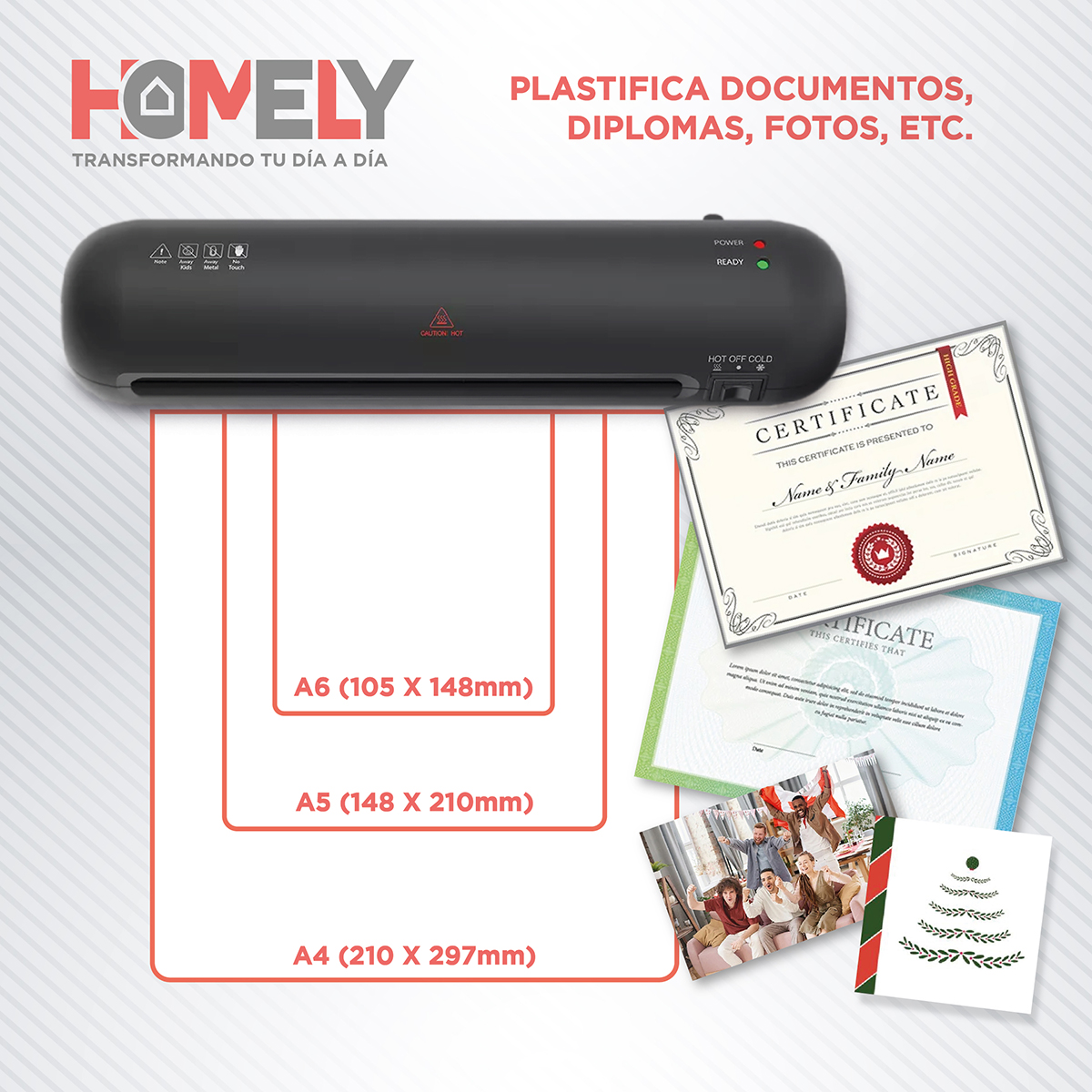 TERMOLAMINADORA HOMELY 6 EN 1 + ACCESORIOS + 100 LÁMINAS - 6