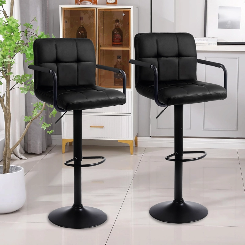SILLA BAR HOMELY NEGRO PISO TABURETE NOIR COMFORT 61-81CM - 6