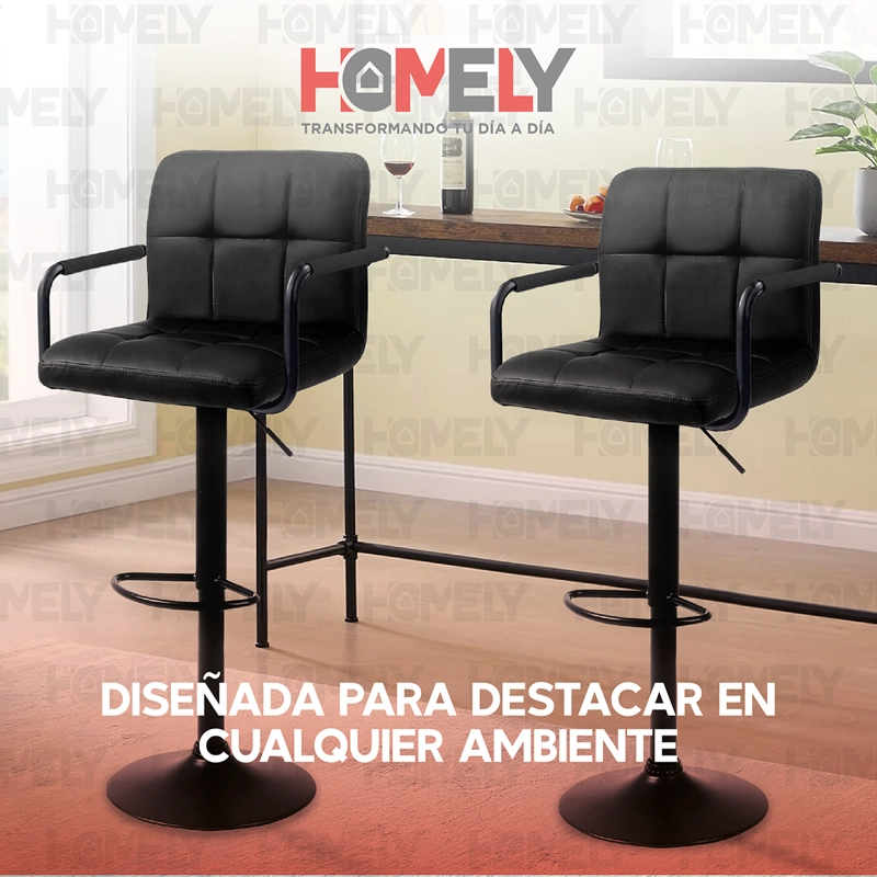 SILLA BAR HOMELY NEGRO PISO TABURETE NOIR COMFORT 61-81CM - 8