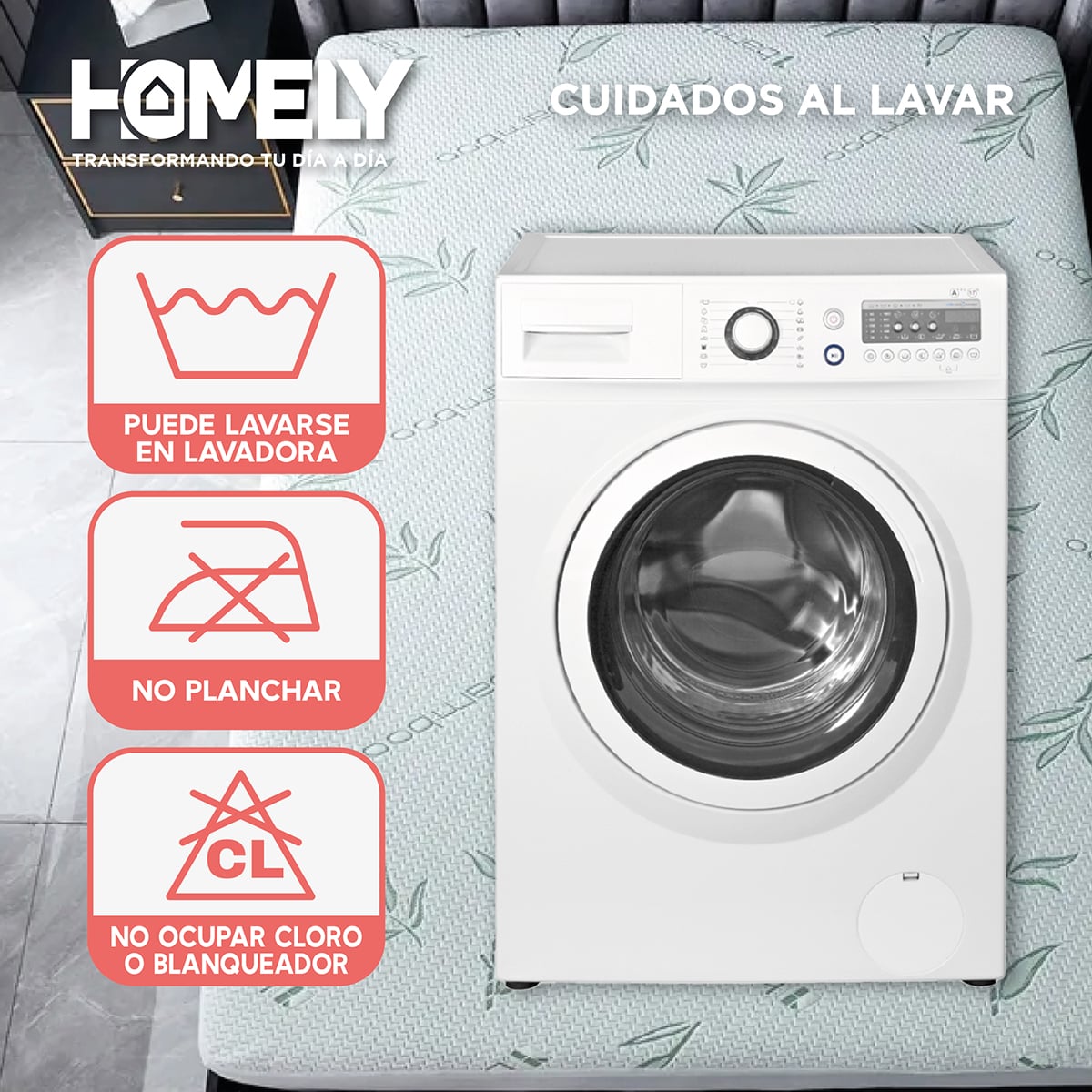 CUBRECOLCHÓN HOMELY BLANCO BAMBU COBERTOR IMPERMEABLE KING - 4