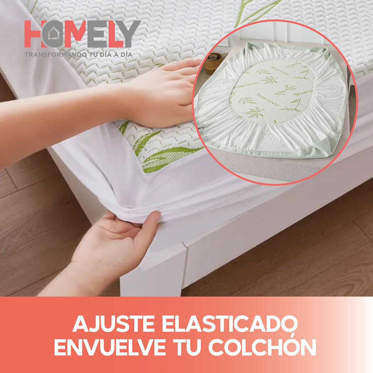 CUBRECOLCHÓN HOMELY BLANCO BAMBU COBERTOR IMPERMEABLE KING - 6