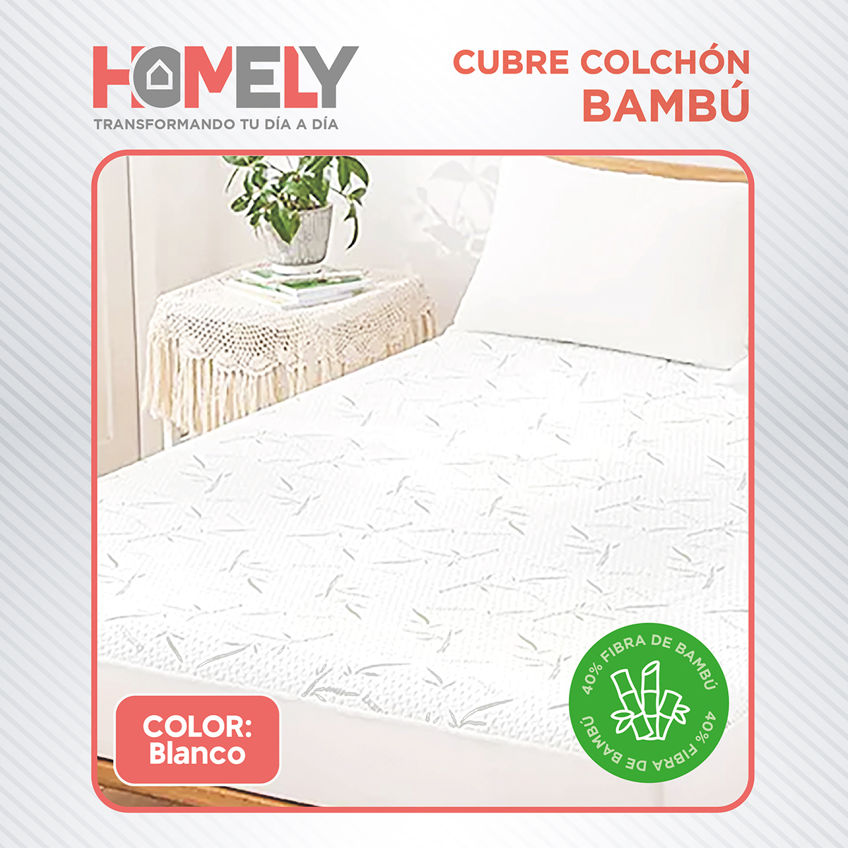 CUBRECOLCHÓN HOMELY BLANCO BAMBU COBERTOR IMPERMEABLE KING - 9