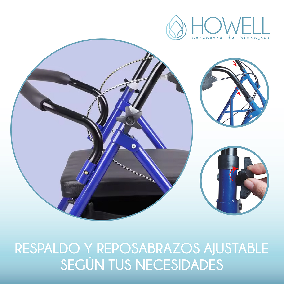BURRITO ORTOPEDICO ANDADOR HOWELL 4 RUEDAS FRENO Y ASIENTO - 5