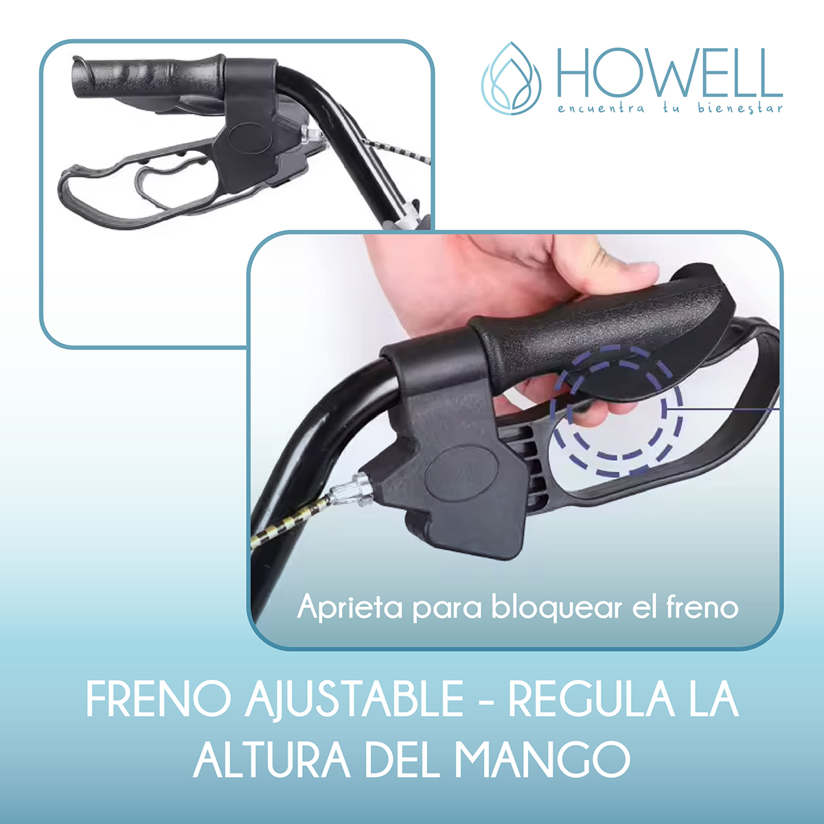 BURRITO ORTOPEDICO ANDADOR HOWELL 4 RUEDAS FRENO Y ASIENTO - 6