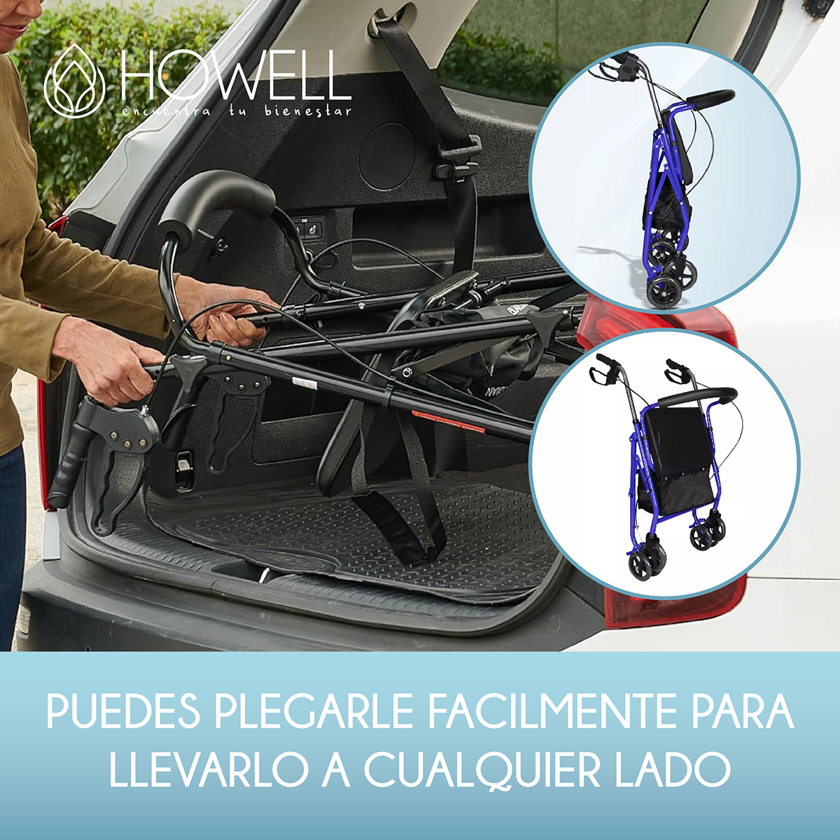 BURRITO ORTOPEDICO ANDADOR HOWELL 4 RUEDAS FRENO Y ASIENTO - 8