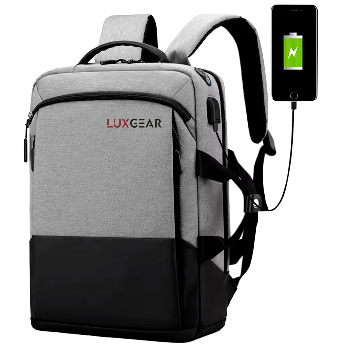 MOCHILA NOTEBOOK OFICINA LUXGEAR URBANTECH IMPERMEABLE - GRIS - 1