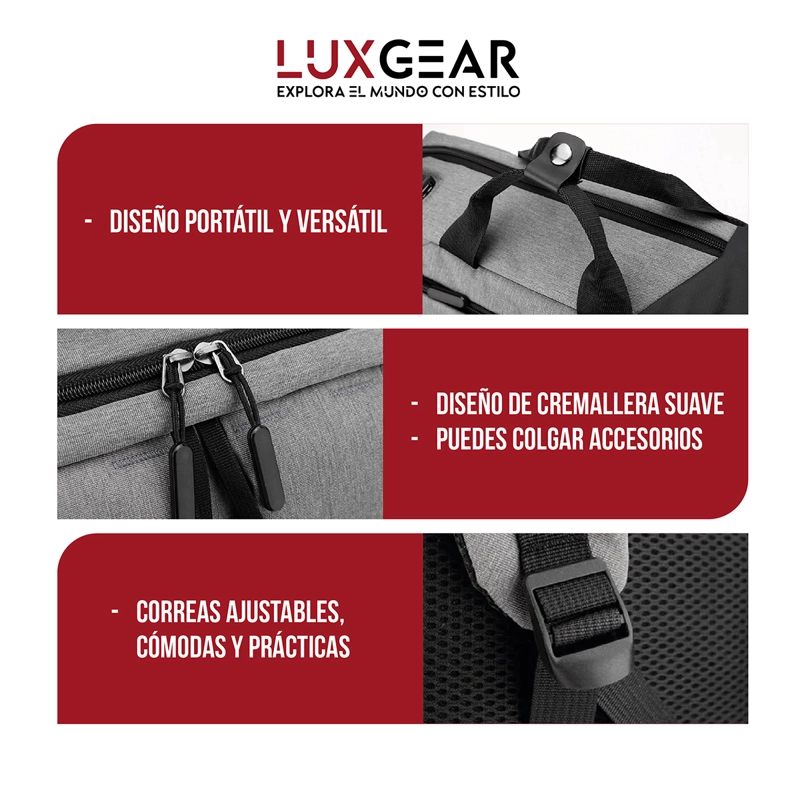 MOCHILA NOTEBOOK OFICINA LUXGEAR URBANTECH IMPERMEABLE - GRIS - 4