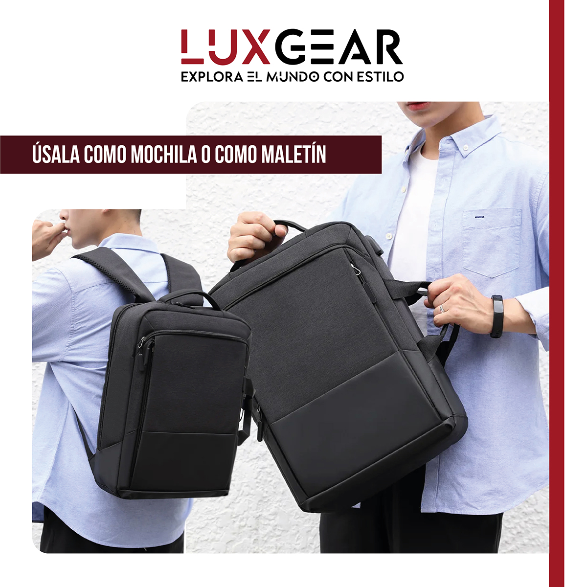 MOCHILA NOTEBOOK OFICINA LUXGEAR URBANTECH IMPERMEABLE - GRIS - 7