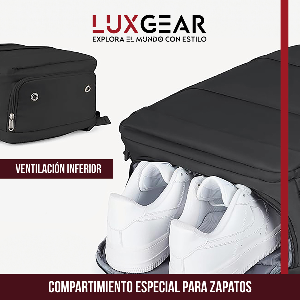 MOCHILA DE VIAJE LUXGEAR NOMADLIFE IMPERMEABLE CABINA - NEGRO - 4