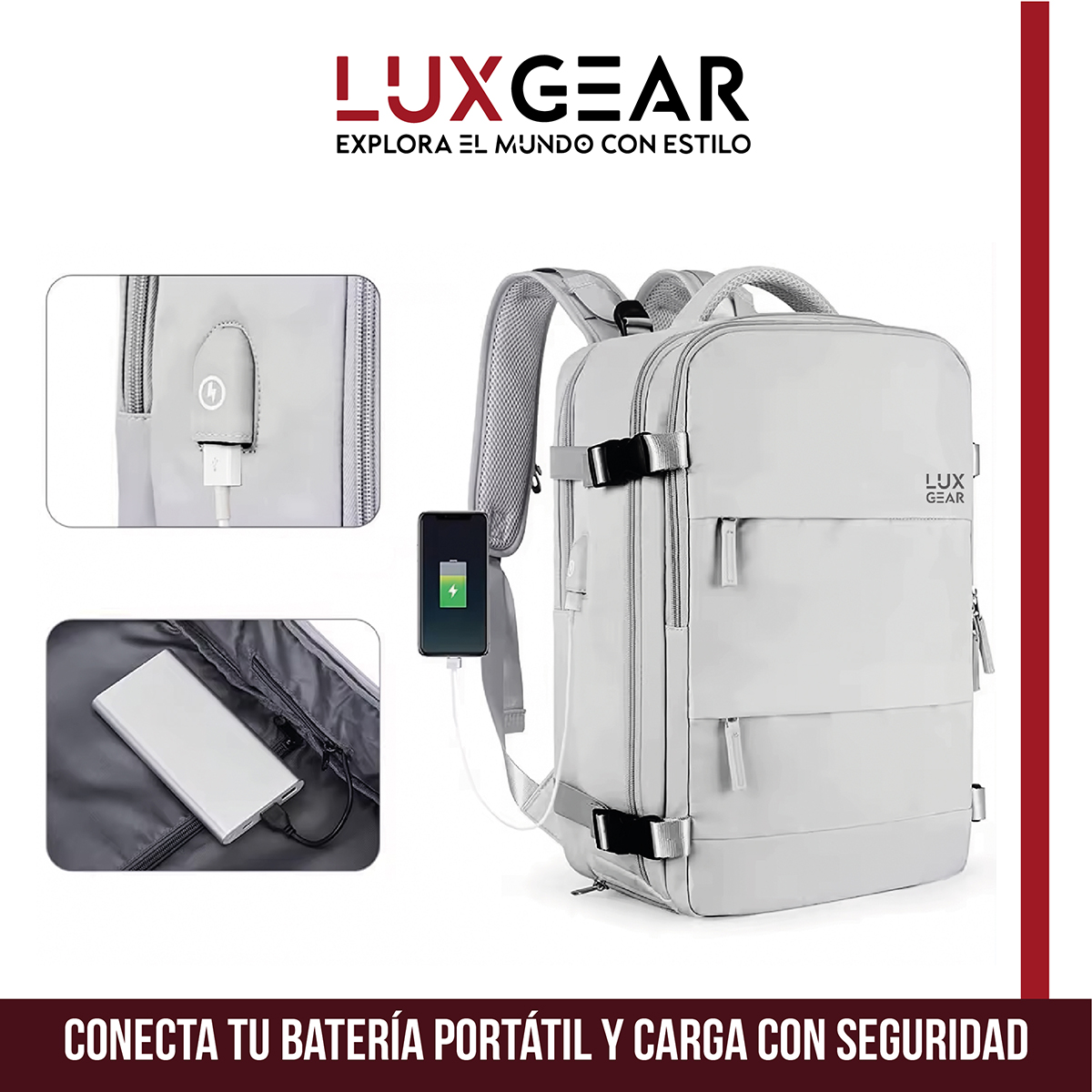 MOCHILA DE VIAJE LUXGEAR NOMADLIFE IMPERMEABLE CABINA - NEGRO - 8