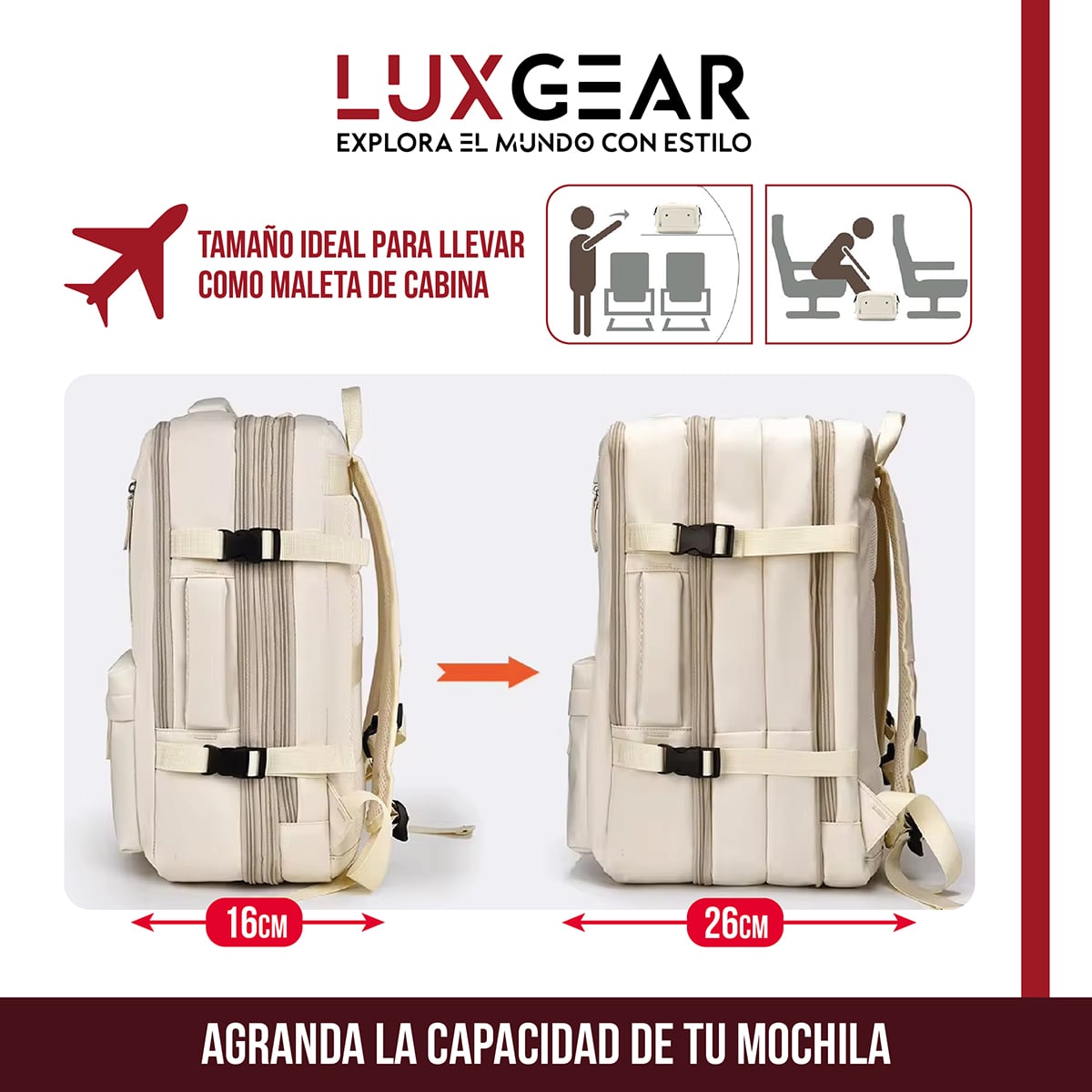 MOCHILA DE VIAJE EXPANSIBLE LUXGEAR NOMADLIFEV2 IMPERMEABLE - NEGRO - 3