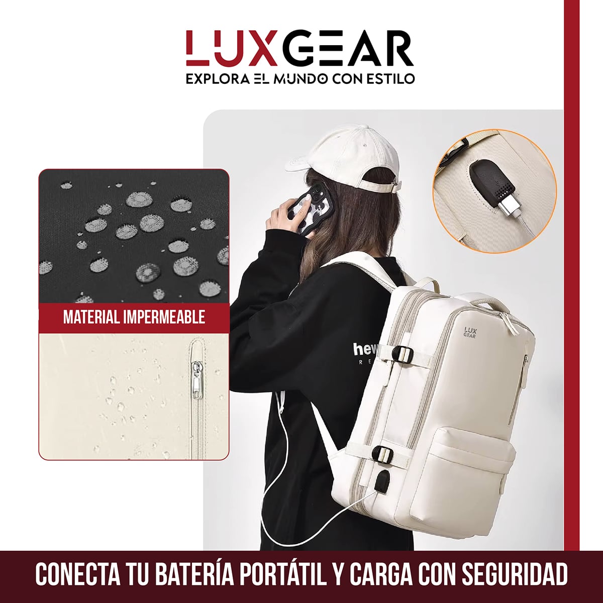 MOCHILA DE VIAJE EXPANSIBLE LUXGEAR NOMADLIFEV2 IMPERMEABLE - NEGRO - 4