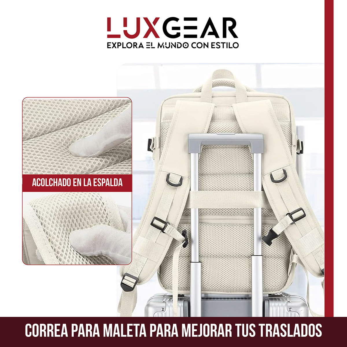 MOCHILA DE VIAJE EXPANSIBLE LUXGEAR NOMADLIFEV2 IMPERMEABLE - BEIGE - 7