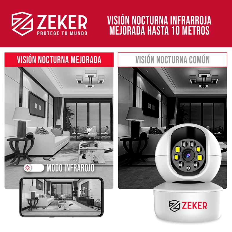 CAMARA DE SEGURIDAD INTERIOR WIFI IP ZEKER 2MP 5G PAN TILT - 6