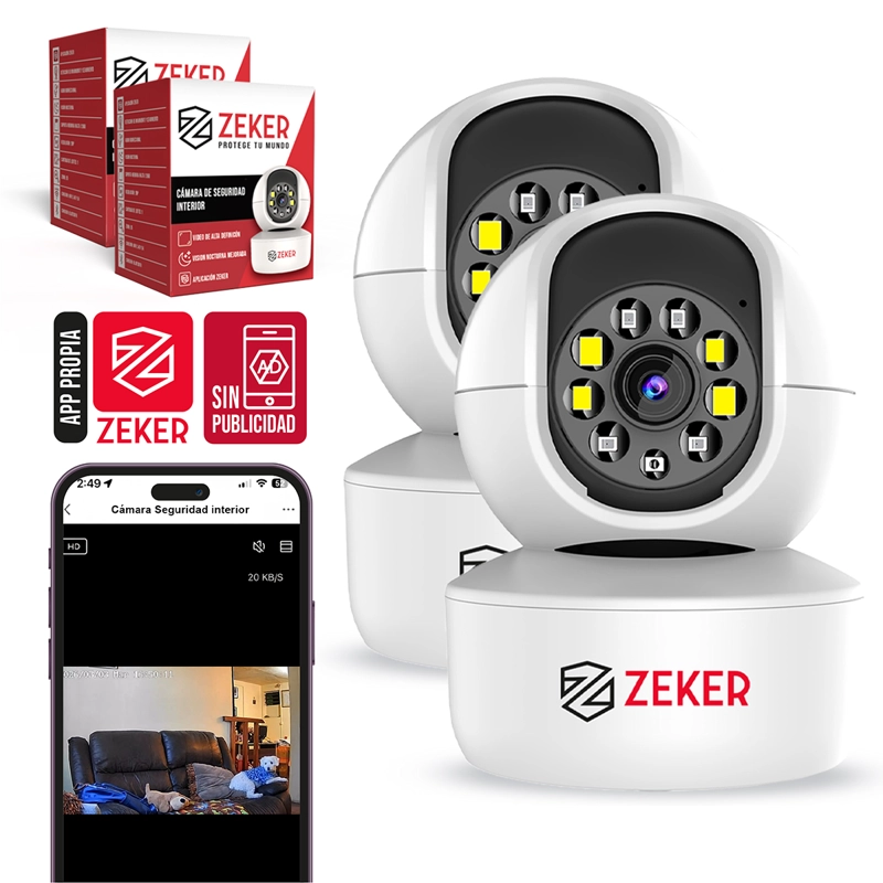 CAMARA DE SEGURIDAD INTERIOR WIFI IP ZEKER 2MP 2.4G X2 - 1