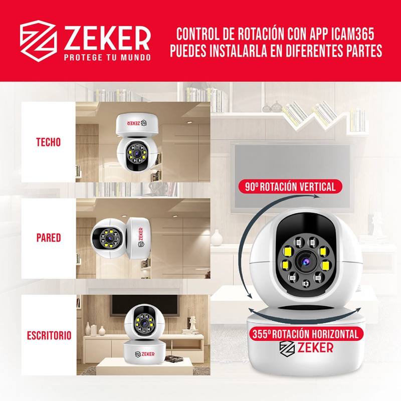 CAMARA DE SEGURIDAD INTERIOR WIFI IP ZEKER 2MP 2.4G X2 - 6