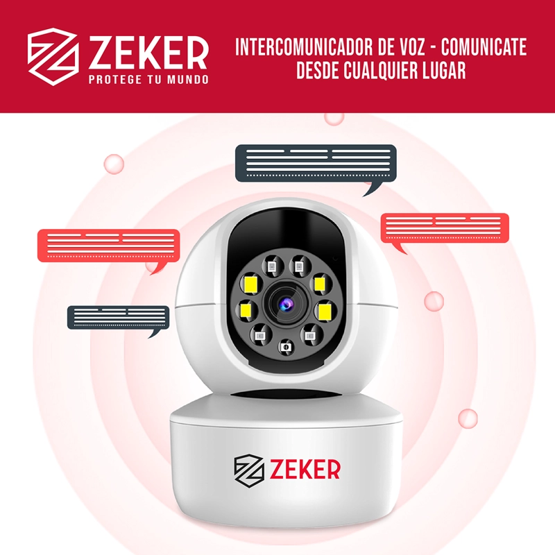 CAMARA DE SEGURIDAD INTERIOR WIFI IP ZEKER 2MP 2.4G X2 - 8