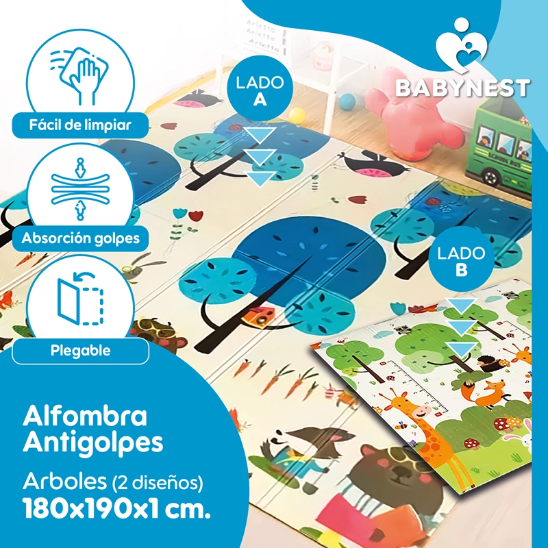 ALFOMBRA BABYNEST ANTIGOLPES BEBÉ PLEGABLE 180X190X1 CM BLANCO - 2